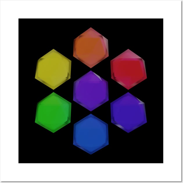 Rainbow Icosahedrons Gems Wall Art by Zeeph